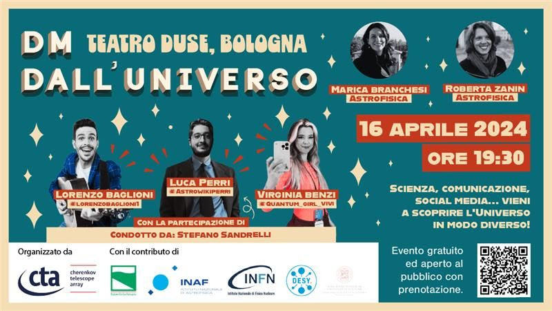 Al Teatro Duse di Bologna DM DALL’UNIVERSO, in scena Marica Branchesi, Roberta Zanin, Luca Perri, Virginia Benzi, Lorenzo Baglioni