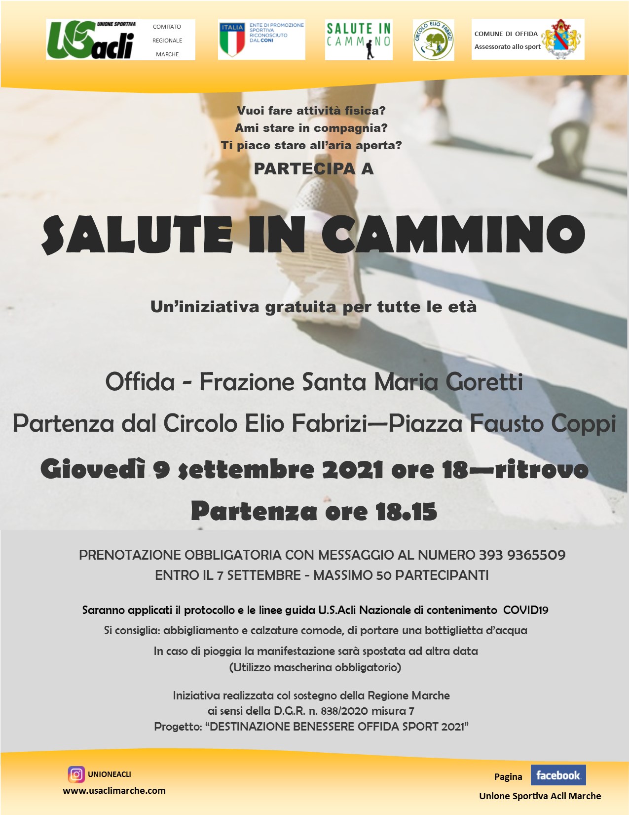 Il 9 settembre “Salute in cammino” fa tappa a Santa Maria Goretti di Offida