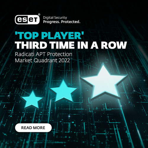 ESET è stata nominata Top Player nel Market Quadrant di Radicati per il segmento APT Protection