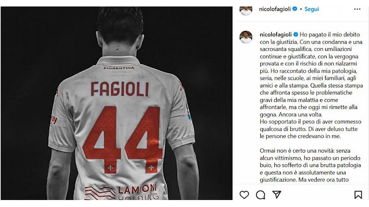 Scommesse illegali. Fagioli si sfoga sui social: Ho sbagliato e già pagato. Adesso basta - RaiNews Scommesse illegali. Fagioli si sfoga sui social: Ho sbagliato e già pagato. Adesso basta - RaiNews