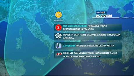 Meteo, in settimana nuove piogge, neve e aria più fredda: la tendenza