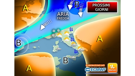 Meteo Prossimi Giorni: correnti fredde irrompono sull'Italia, residuo maltempo al Sud