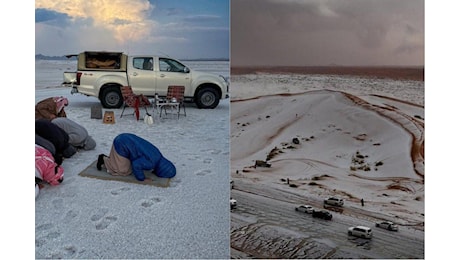 Arabia Saudita: nevica nel deserto, l’eccezionale fenomeno ad Al-Jawf