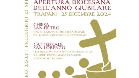 Diocesi di Trapani, domenica 29 dicembre si apre il Giubileo della Speranza