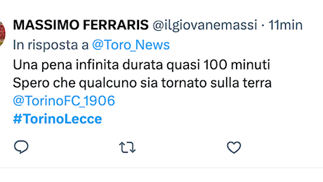 Torino-Lecce 0-0 le reazioni social: “Spero che qualcuno sia tornato sulla terra”.