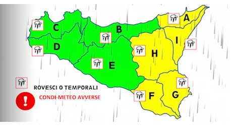 Allerta gialla per maltempo in Sicilia orientale per lunedì 21 ottobre