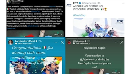 L'Italia vince la Coppa Davis 2024: le reazioni social