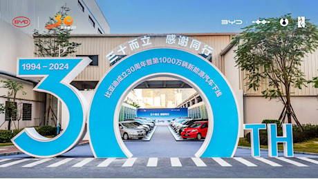 BYD, 10 milioni di auto NEV prodotte. 30 anni di storia per l'azienda cinese