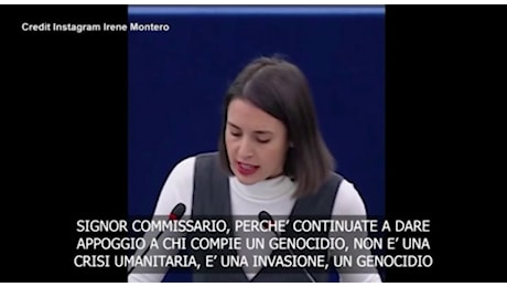 Eurodeputata Irene Montero costretta a togliersi la kefiah: «Anche genocidio è violazione ma l'Europa ne appoggia uno»