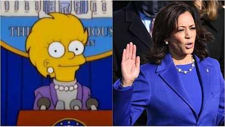 Simpson: Lisa prima donna presidente Usa in un episodio del 2000. Ed è vestita come Harris