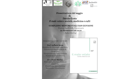 Il 20 novembre presentazione del saggio “Il male velato: società, medicina e culti” di Davide Costa