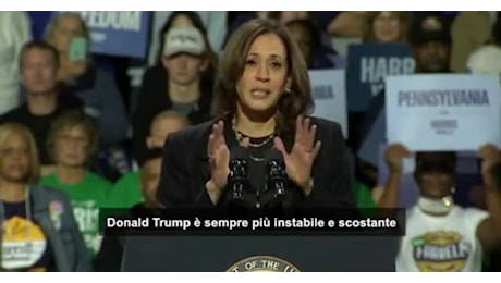 IL VIDEO. Kamala Harris: secondo mandato di Trump rischio enorme per l'America