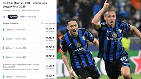 Finale di Champions, rincari folli dei biglietti: vedere l’Inter a Monaco costa fino a 28 mila euro