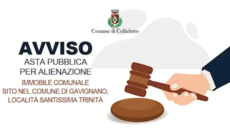 Il Comune di Colleferro ha pubblicato un avviso per alienazione, con asta pubblica, degli immobili di proprietà siti nel Comune di Gavignano. Tutti i particolari per partecipare