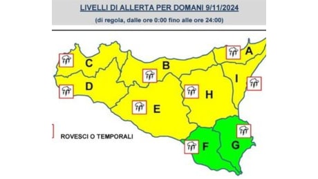 METEO. PURE OGGI SABATO 09 NOVEMBRE 2024 ALLERTA GIALLA IN QUASI TUTTA LA REGIONE