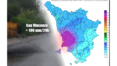 DI NUOVO OLTRE 100 MILLIMETRI A SAN VINCENZO, SEGUONO VAL DI CECINA ED AMIATA - METEO TOSCANA flash