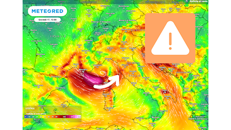 Avviso meteo: tra domani e giovedì ciclone sull'Italia, attenzione ai più di 200 mm previsti ed al vento molto forte