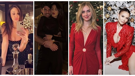 Natale con stile, le pagelle look dei vip: Chiara Ferragni in rosso sulla neve (7,5), Belen in nero (8-), Diletta Leotta audace (6), Clizia e Paolo con i maglioni (7)