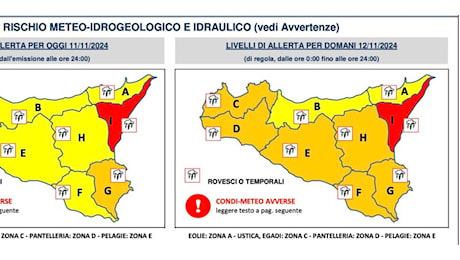 Allerta meteo rossa a Messina e fascia ionica, arancione su quasi tutto il resto della Sicilia