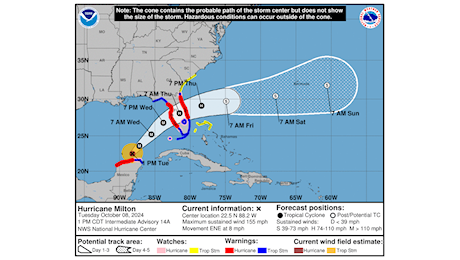 L’uragano Milton fa paura: la Florida si prepara, un morto in Messico