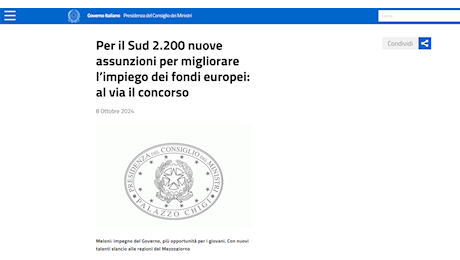 Concorsi pubblici: 2.200 nuove assunzioni al Sud