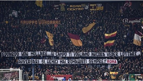 Striscione dell'Olimpico per Bove: Avversari sì, nemici mai, romanisti sempre. La foto