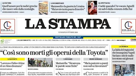 La Stampa : Inter-Juventus derby dell'Italia. Vanoli suona la sveglia del Torino