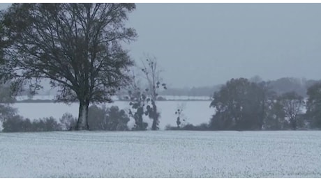 Francia, nevicate in Bretagna: strade e campi coperti di neve