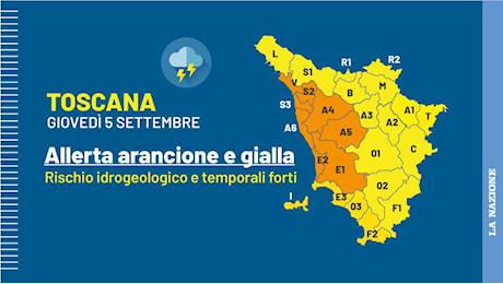 Maltempo Toscana, scatta l’allerta: arancione per il centro-ovest, il resto è in giallo