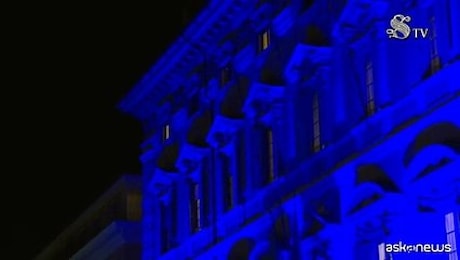 Facciata Palazzo Madama si tinge di blu per la Giornata del Diabete