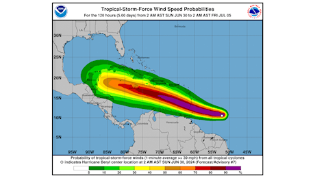 Allerta Meteo ai Caraibi per l’Uragano Beryl: una tempesta rarissima