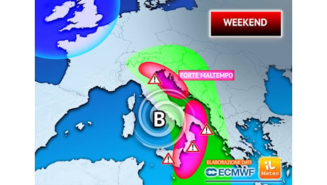 Meteo Weekend: Vortice Mediterraneo sull'Italia, l'apice del Maltempo sarà tra Sabato e Domenica. Previsioni