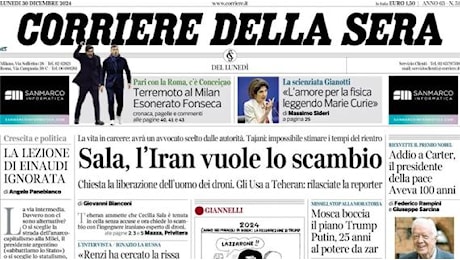 La prima pagina del Corriere della Sera : Terremoto al Milan, esonerato Fonseca