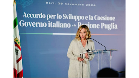 Accordo per lo sviluppo e la coesione tra il Governo e la Regione Puglia, l'intervento del Presidente Meloni