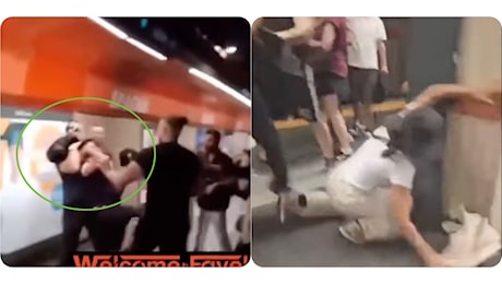 Le immagini della pericolosa rissa di Cicalone sulla banchina della metro a Roma