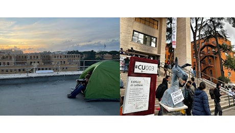 I collettivi pro Pal occupano il tetto di Lettere alla Sapienza: Siamo stanchi. Anche noi