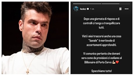 Il messaggio di Fedez dopo il malore: Visti i miei trascorsi anche una cosa 'banale' merita accertamenti