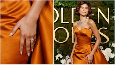 Zendaya ai Golden Globe 2025 con un anello di diamanti sulla mano sinistra, l'ipotesi nozze con Tom Holland