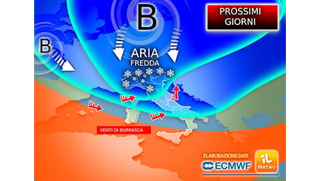 Meteo: irruzione artica da Mercoledì, Neve anche in pianura al Nord, Freddo e Vento altrove