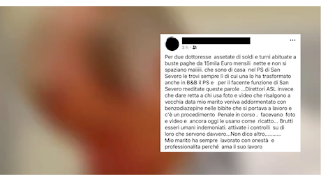 Medico dorme in servizio a Cerignola, l'accusa della moglie sui social: «Mio marito addormentato con gli psicofarmaci»