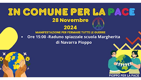 Domani pomeriggio manifestazione per la pace a Pioppo, partenza alle 15:00 dalla scuola Margherita di Navarra