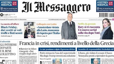 Il Messaggero in apertura: La Lazio frena. Roma, segnali di ripresa contro il Tottenham