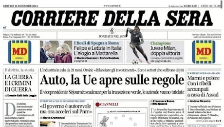 Il Corriere della Sera in taglio alto: Juventus e Milan, doppia vittoria